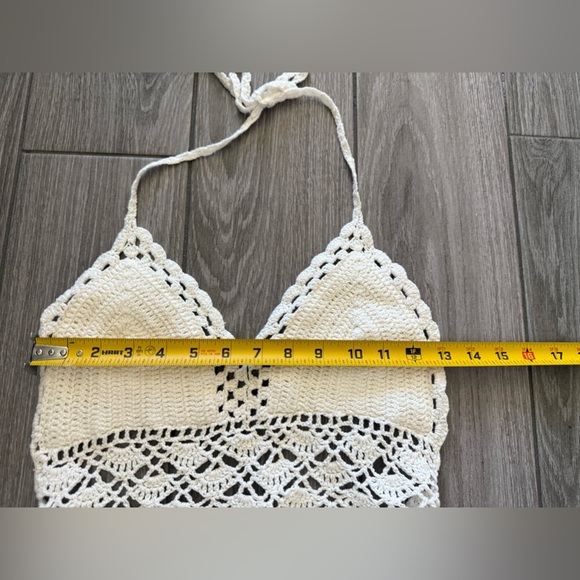 Boutique|White cotton midi summer halter sundress with crotchet details•••Boho - Picture 13 of 14